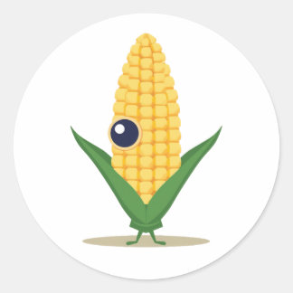 Corn Alien – Funny Farm Food Character Runder Aufkleber