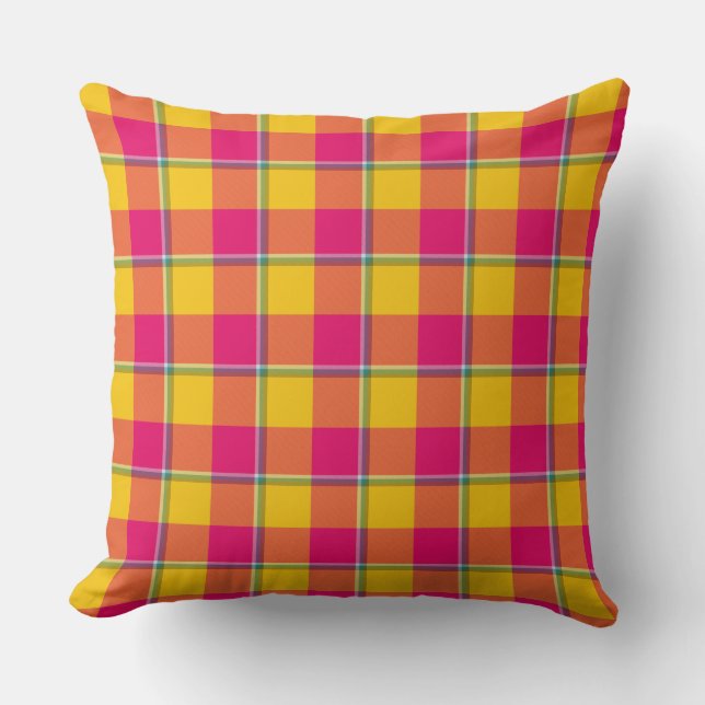 Corn and Razzmatazz Plaid Yellow Pink Gold Kissen (Vorderseite)