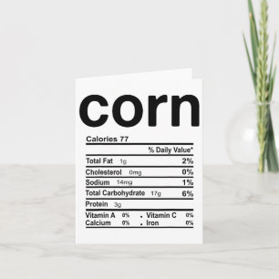 Corn Nutrition Facts Funny Thanksgiving Christmas Karte