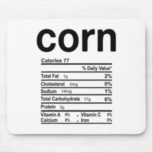 Corn Nutrition Facts Funny Thanksgiving Christmas Mousepad
