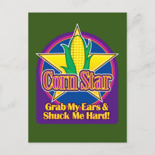 Corn Star Blue Lila BG Green Postkarte