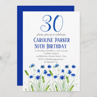 Cornblumen 30. Geburtstag Blaue Blüte Einladung