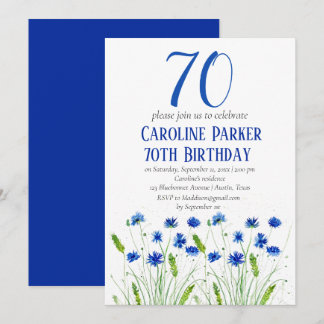 Cornblumen 70. Geburtstag Blaue Blüte Einladung