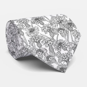 Cornblumen, Blume in Schwarz und Weiß Krawatte