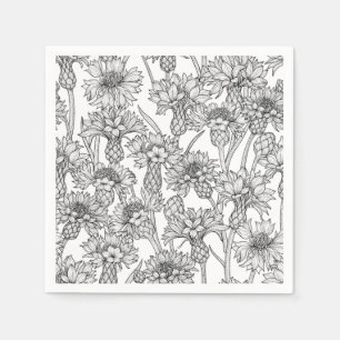 Cornblumen, Blume in Schwarz und Weiß Serviette