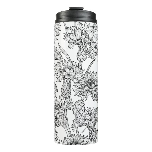 Cornblumen, Blume in Schwarz und Weiß Thermosbecher (Vorderseite)