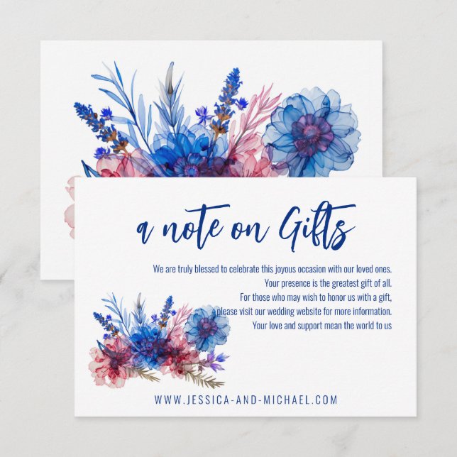 Cornblumen und Lavendel-Note über Geschenke Einsch Begleitkarte (Vorne/Hinten)