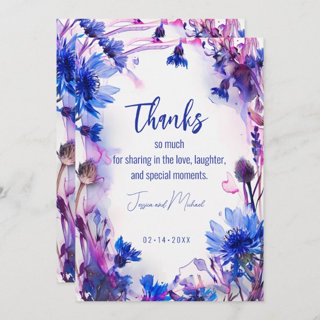 💍 Cornblumen und Lavender Bliss Dankeskarte (Vorne/Hinten)