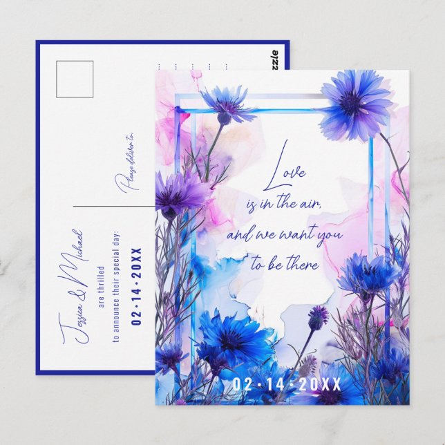 💍 Cornblumen und Lavender Elegance Postkarte (Vorne/Hinten)