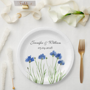 Cornblumen Wildblumen Blume Hochzeit Wasserfarbe Pappteller