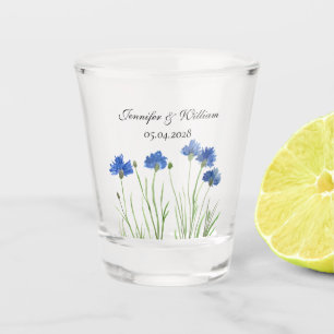 Cornblumen Wildblumen Blume Hochzeit Wasserfarbe Schnapsglas