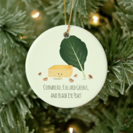 Cornbrot Collard Grüntöne Black Eye Peas Food Keramik Ornament