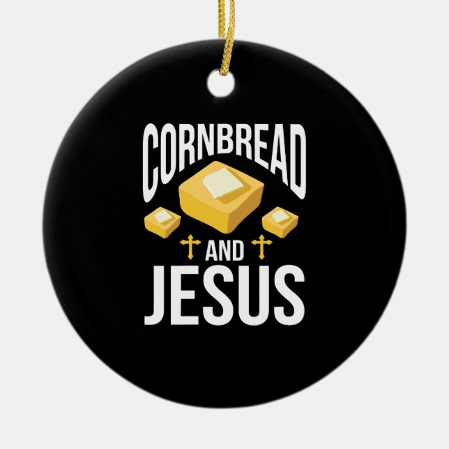 Cornbrot-Frauen und Brot mit Jesus Mais Backdanken Keramik Ornament (Vorne)
