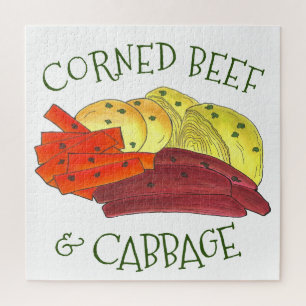 Corned Beef and Cabbage Boiled Carrots Kartoffeln Puzzle