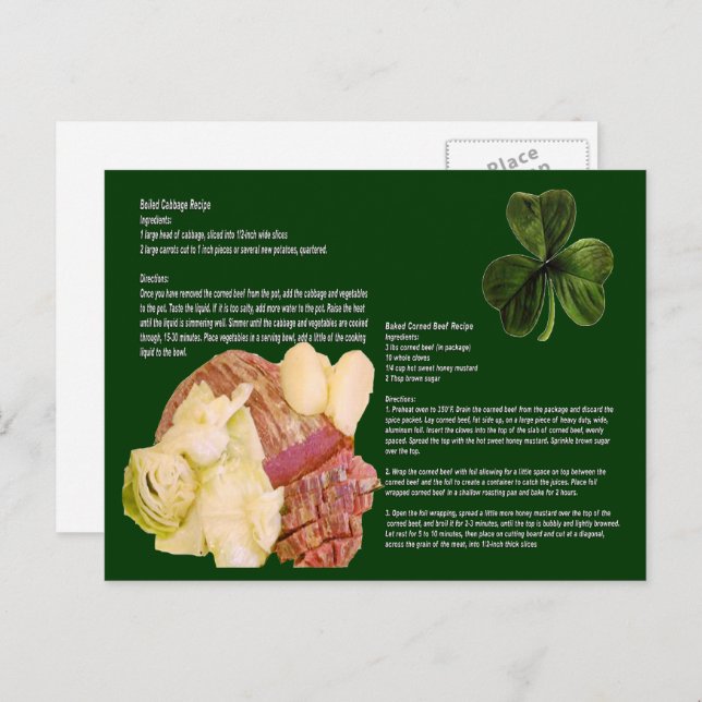 Corned Beef and Cabbage Recipe Postcard Postkarte (Vorne/Hinten)