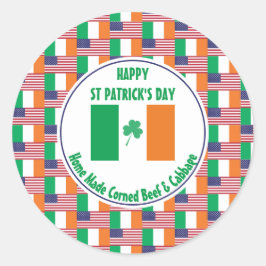Corned Beef Cabbage ST PATRICK'S DAY Irish USA Runder Aufkleber