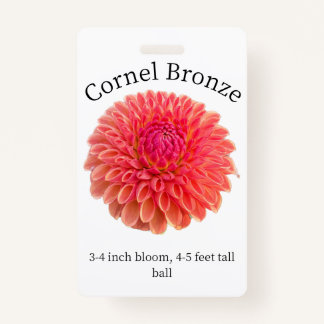 Cornel Bronze Dahlia ID Abzeichen Ausweis