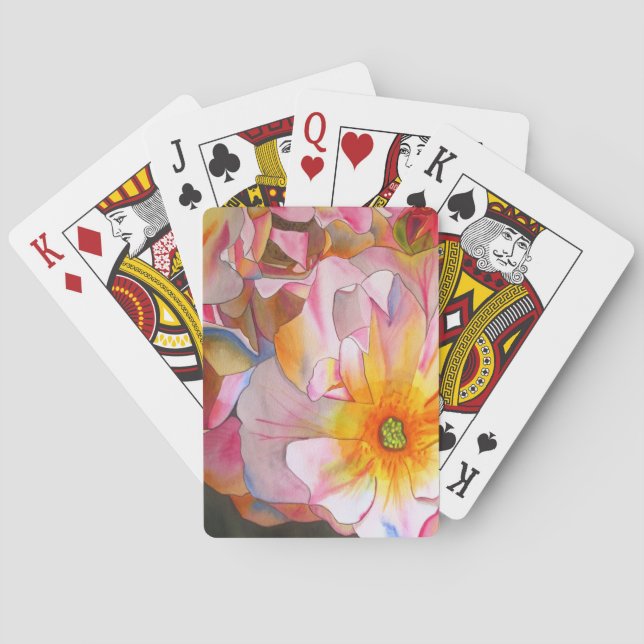 Cornelia pastellrosa Aquarellkunst Spielkarten (Rückseite)