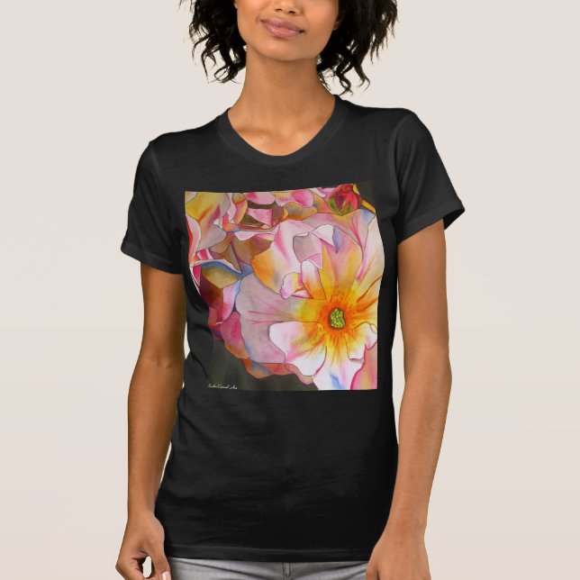 Cornelia pastellrosa Aquarellkunst T-Shirt (Vorderseite)