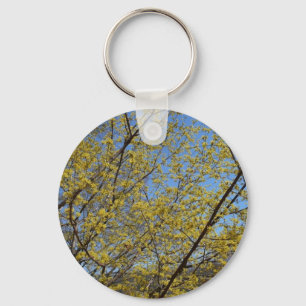 Cornelian Cherry Dogwood und Blue Sky Floral Schlüsselanhänger