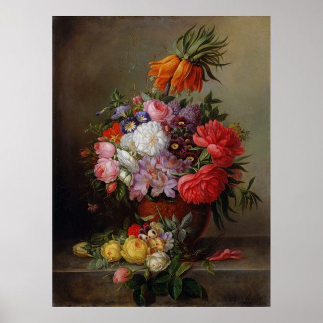 Cornelis Johannes van Hulsteijn Vase mit Blume Poster (Vorne)