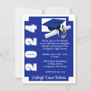 Corner Block Royal Blue & White Abschluss Einladung