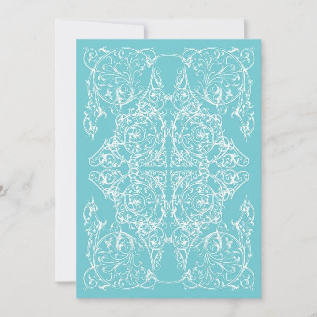 Corner Blüh Wedding Invitation Blue) Einladung (Vorderseite)