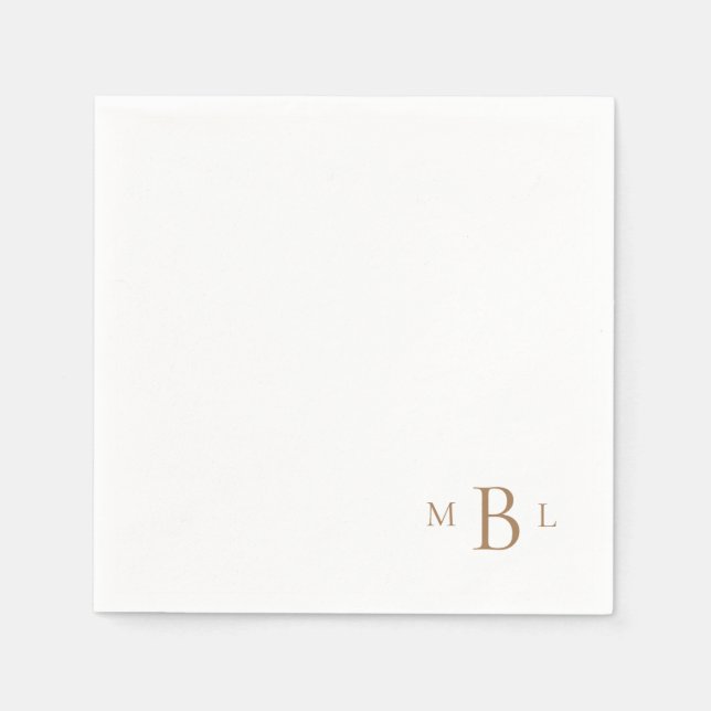 Corner Gold Monogram Simple Cocktail Napkins Serviette (Vorderseite)