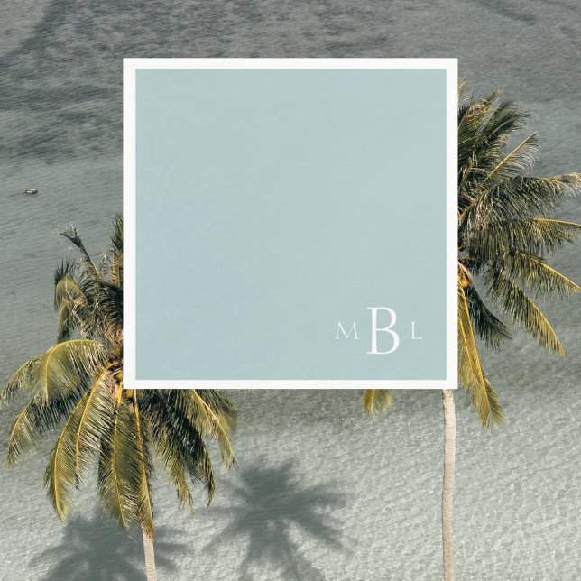 Corner Monogram Simple Modern Seafoam Cocktail Serviette (Von Creator hochgeladen)