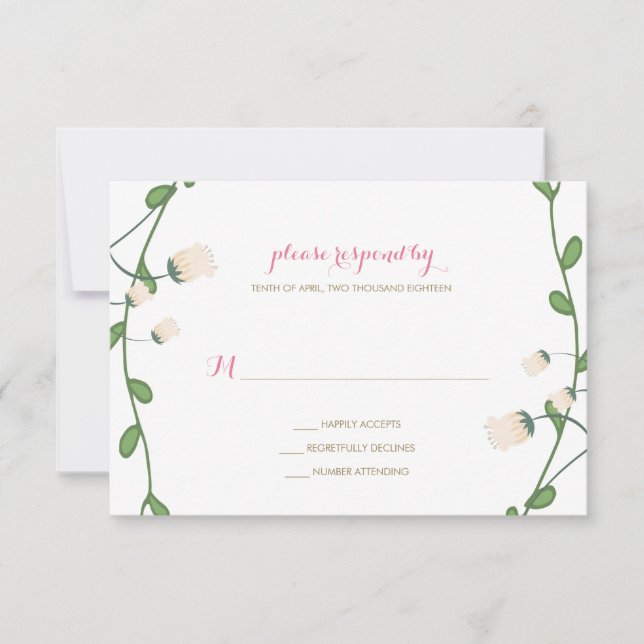 Corner Peony Wedding RSVP Karte (Vorderseite)