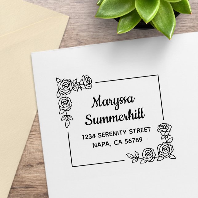 Corner Rose Blume Bouquet-Adresse Gummistempel (Von Creator hochgeladen)