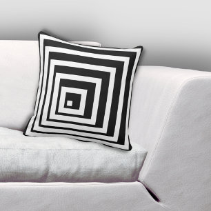Cornered Black & White Light & Shadow Pattern Kissen