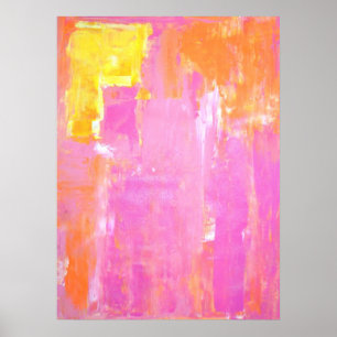 "Cornered" Pink und Orange Abstrakte Kunst Poster