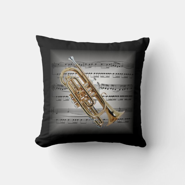 Cornet ~ 3-D Sheet Music ~ Pillow Grau/Black ~ Kissen (Vorderseite)
