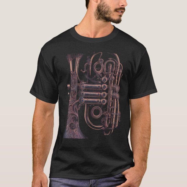 Cornet-Musikinstrument Graphic Steampunk T-Shirt (Vorderseite)