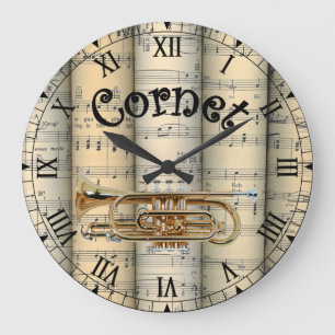 Cornet ~ Vintage Noten in Rollen ~ Unique ~ Große Wanduhr
