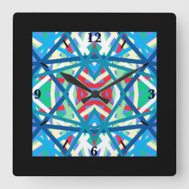 Cornflower Balanced Harmony Colors Abstrakte Linie Quadratische Wanduhr