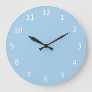 Cornflower Blau mit weißer Nummerierung Wall Clock Große Wanduhr