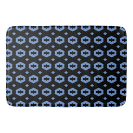 Cornflower Blau und Schwarz: Geometriana 1 Badematte