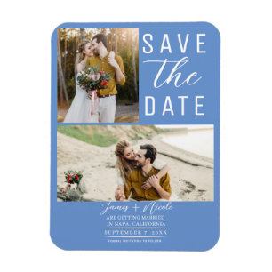 Cornflower Blue 2 Fotos Save the Date Hochzeit Magnet