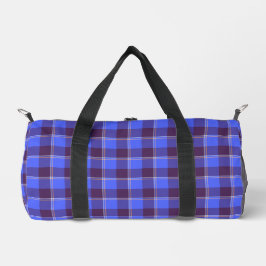 Cornflower Blue and Livid Brown Plaid Duffle Bag