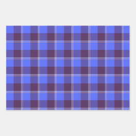 Cornflower Blue and Livid Brown Plaid Geschenkpapier Set