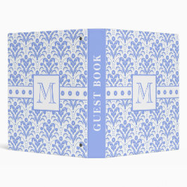Cornflower Blue Art Deco Vintag Damask Gästebuch 2,5 Cm Ordner