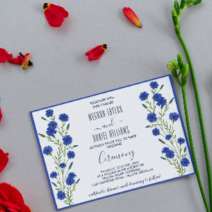 Cornflower Blue Botanical Wedding Einladung