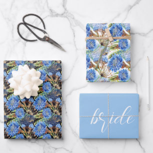 Cornflower Blue Bridal Wedding Geschenkpapier Set