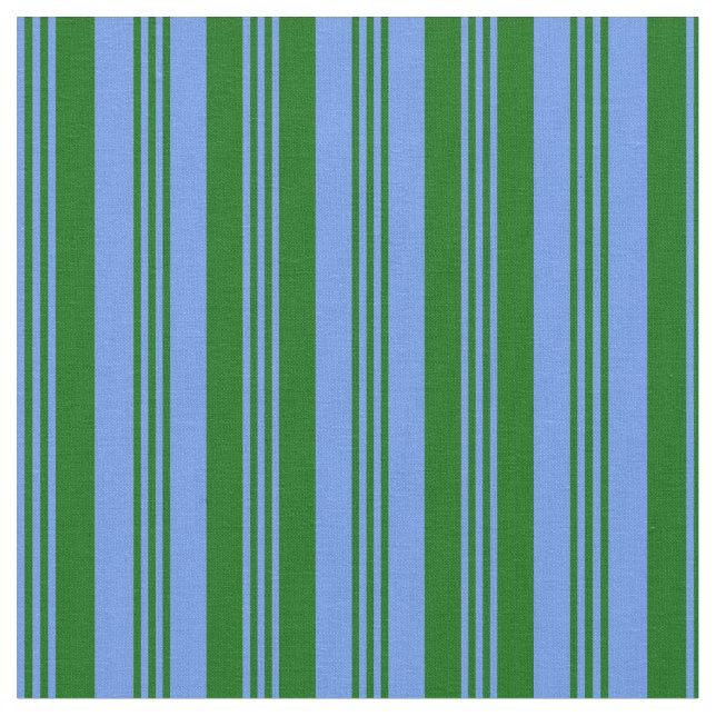 Cornflower Blue & Dark Green Colos Muster Stoff (Nahaufnahme)