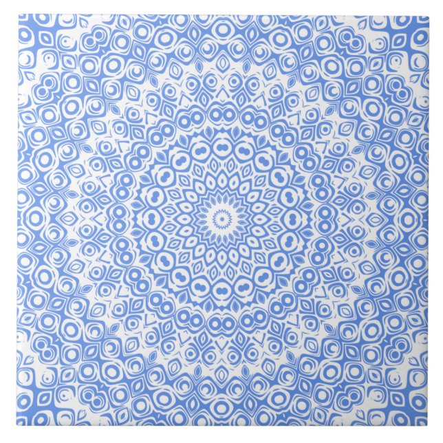 Cornflower Blue Mandala Muster Fliese (Vorderseite)