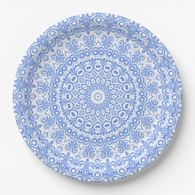 Cornflower Blue Mandala Muster Pappteller (Vorderseite)