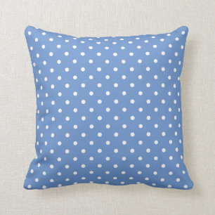 Cornflower Blue mit weißen Polka-Punkten Kissen