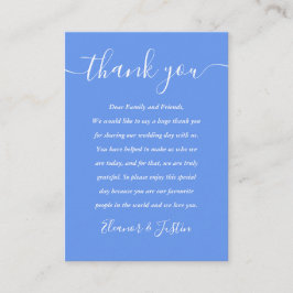 Cornflower Blue Modern Script Wedding Vielen Dank Platzkarte
